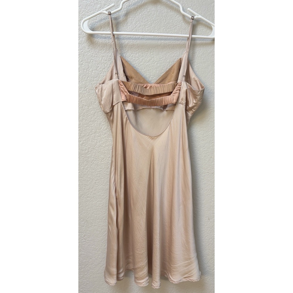 Anthropologie Colorblock Satin Slip Dress Champagne 90's Minimalist Soft Glam M - Picture 8 of 12